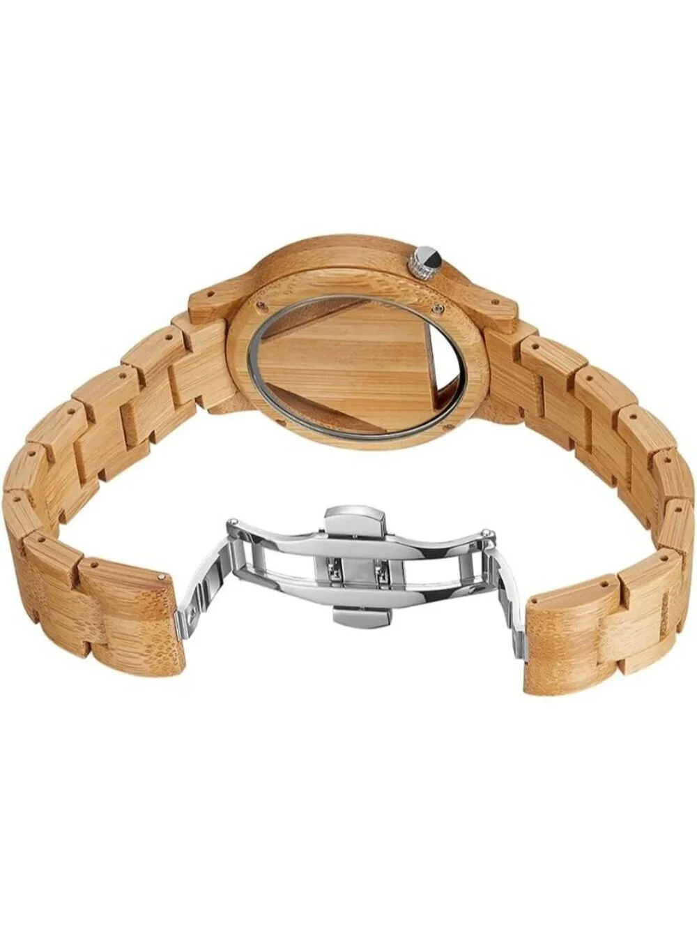 Men's Wood Color Classic Handmade Triangle Bamboo Analog Quartz Wooden Watch